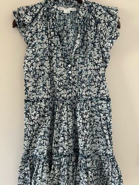Veronica Beard Zee Batik Print Mini Dress Size 0 Blue White